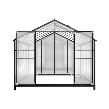 [08X12FT] Large Outdoor Heavy Duty Polycarbonate Walk-In Greenhouse With Double Swing Doors And Two Ventilation Windows (SAK73651)