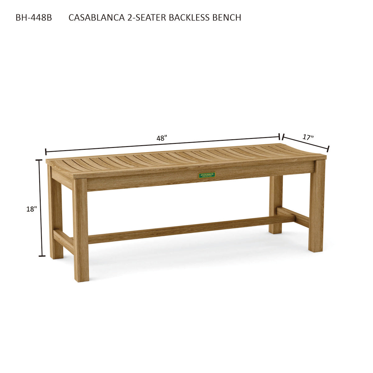 Anderson Teak Casablanca 2-Seater Backless Bench [BH-448B]
