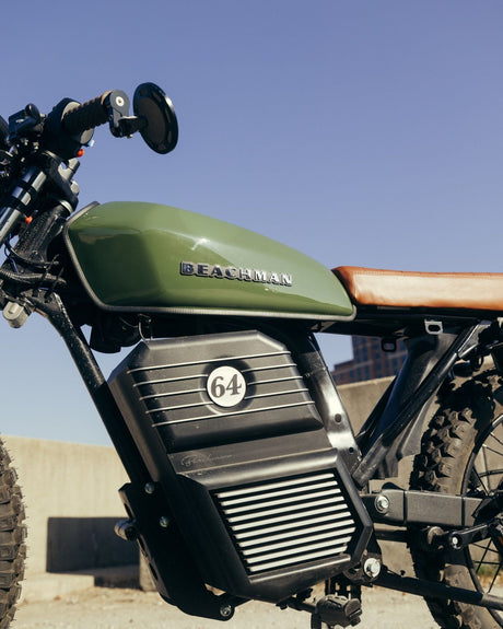 Beachman '64 electric café racer e-bike in Palm Green – available in Black, Bahama Blue, Ruby, Canvas and more