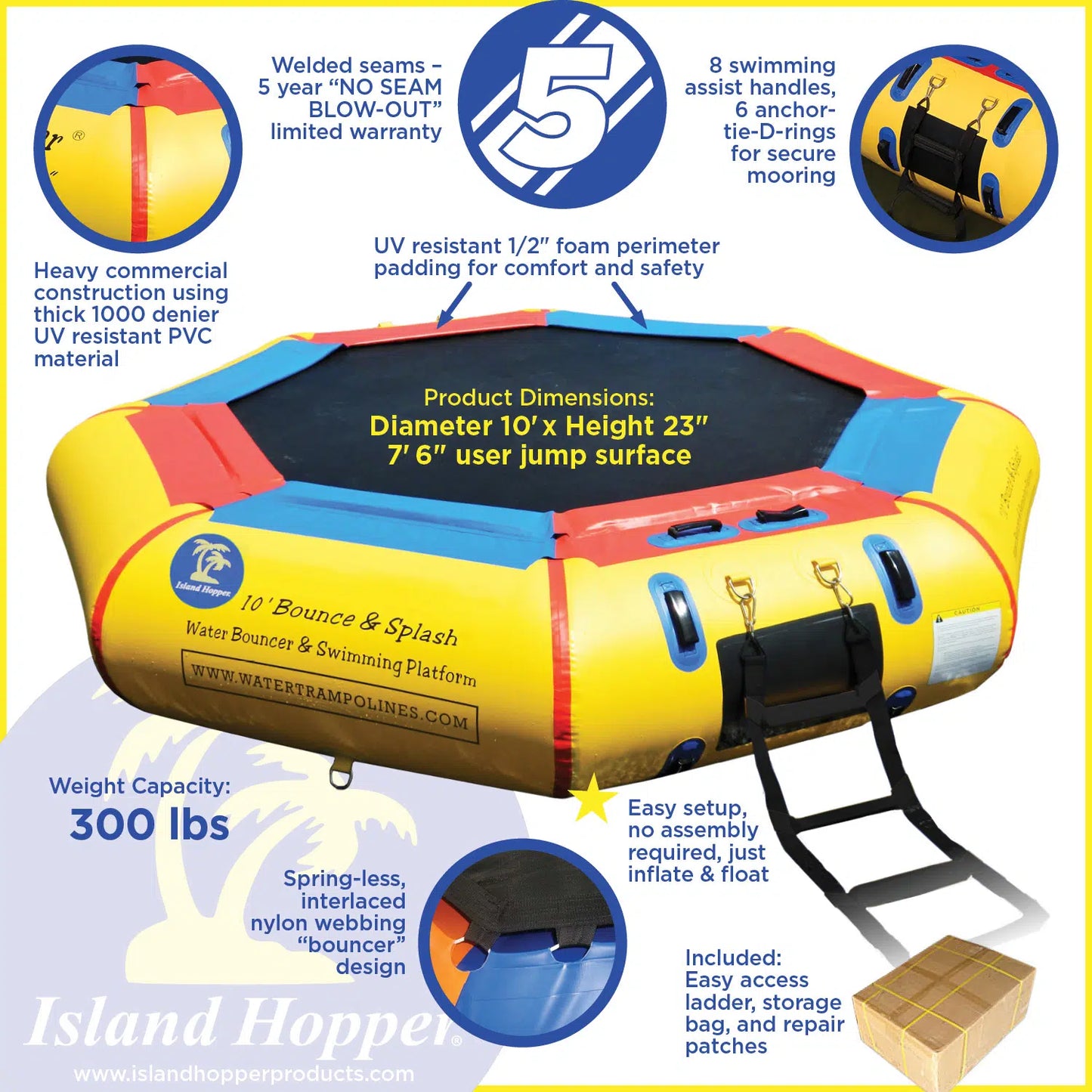 Island Hopper 10' Bounce N Splash Water Park with Slide
