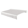 Striped awning with white and gray pattern on a white background