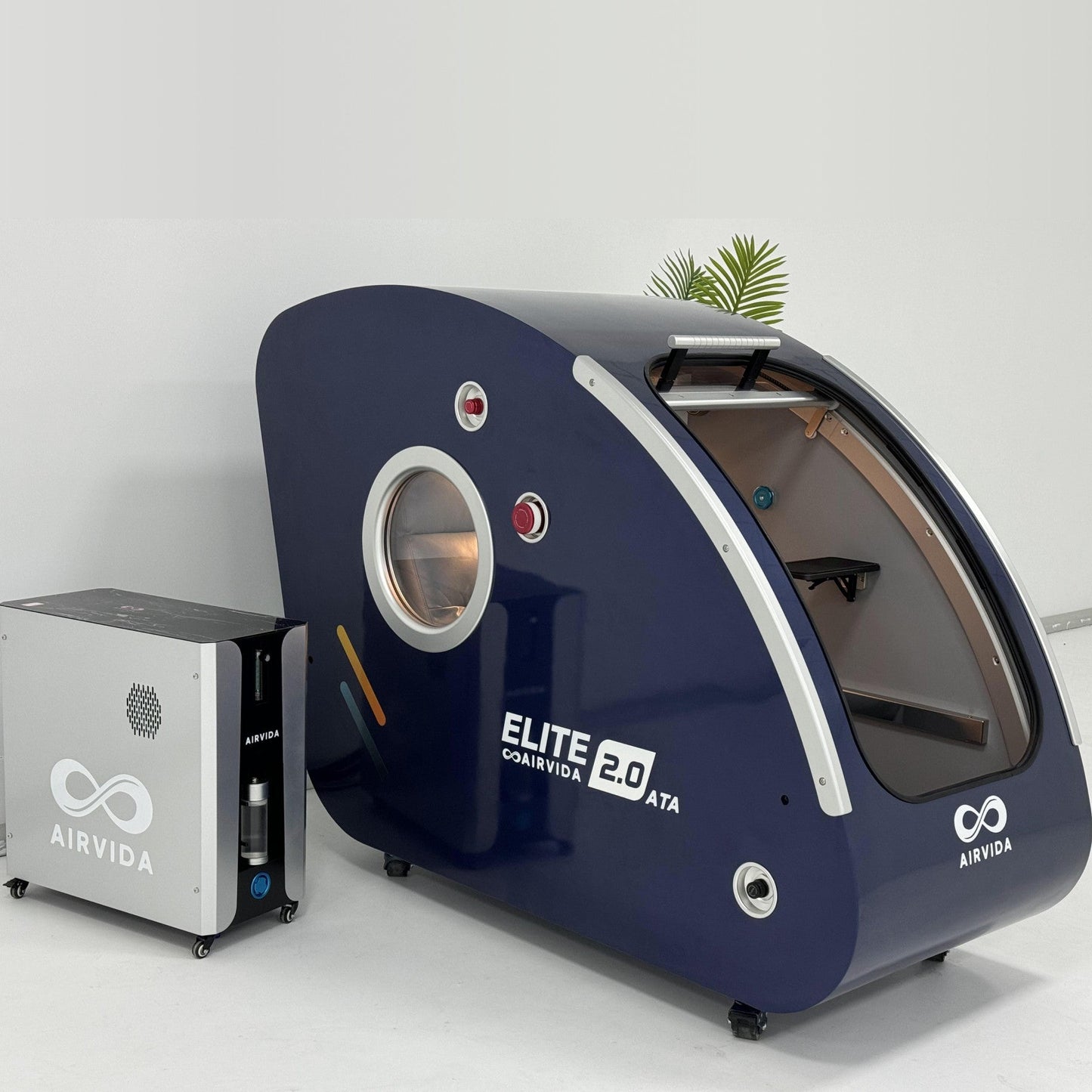 Airvida Elite 1.3–2.0 ATA Hard Shell Sitting Hyperbaric Chamber — Stainless Steel Wellness System