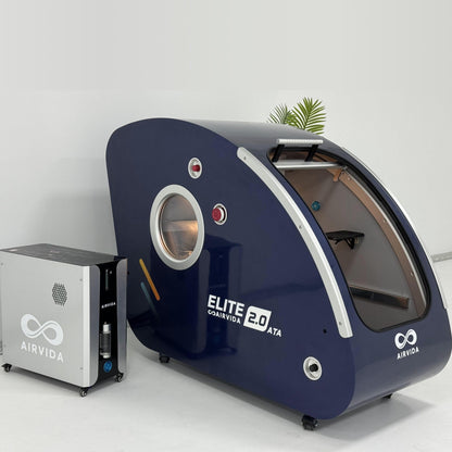 Airvida Elite 1.3–2.0 ATA Hard Shell Sitting Hyperbaric Chamber — Stainless Steel Wellness System