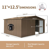 11 × 12 FT Outdoor Metal Storage Shed (SAK60167)