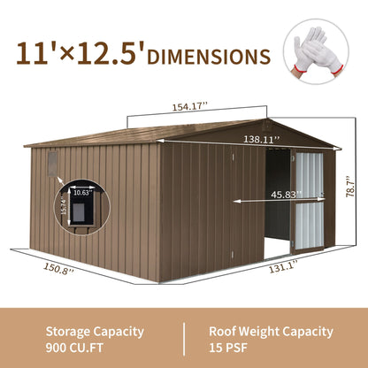 11 × 12 FT Outdoor Metal Storage Shed (SAK60167)