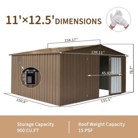 11 × 12 FT Outdoor Metal Storage Shed (SAK60167)