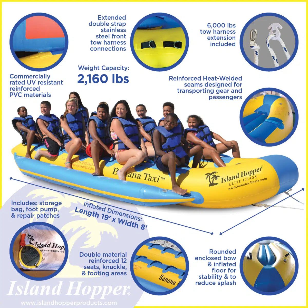 Island Hopper Banana Taxi 12 Person Elite Class Towable Tube