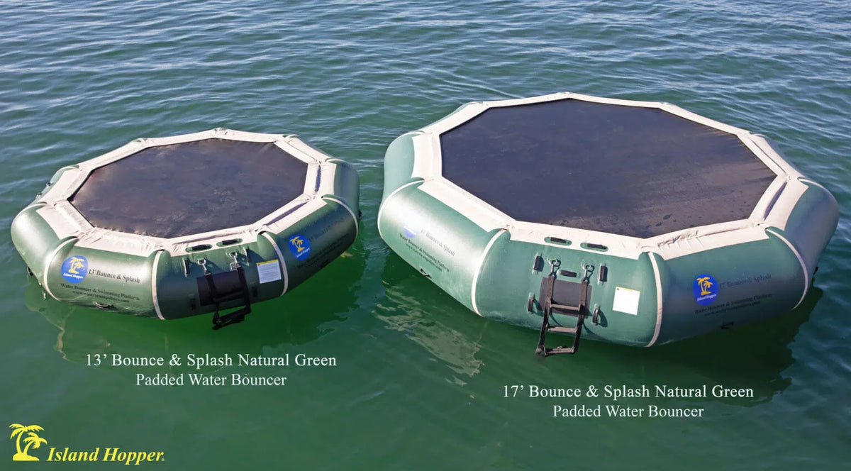 Island Hopper 17' Bounce N Splash Natural Green Water Bouncer