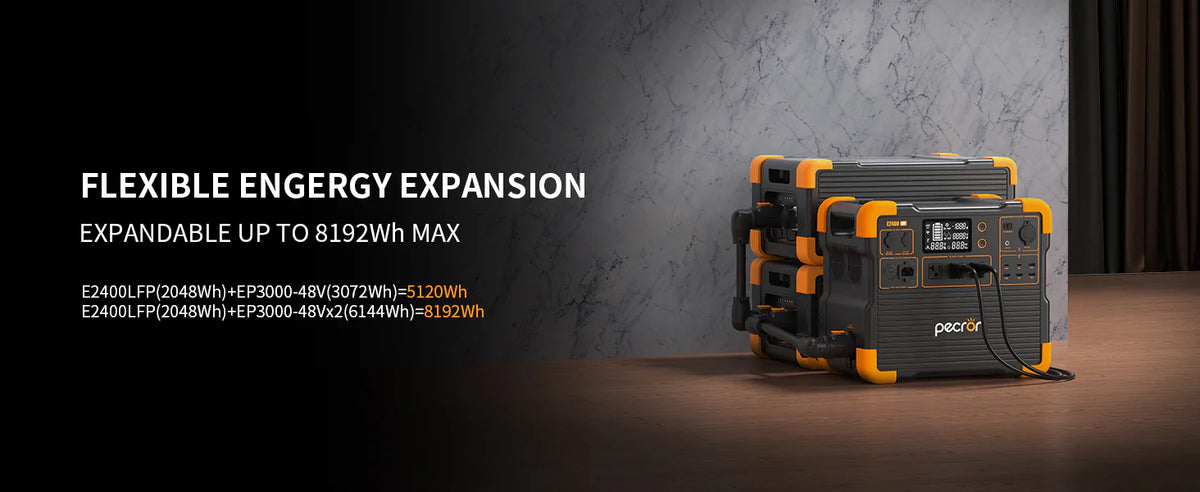 PECRON E2400LFP Solar Generator Kit – 2400W, 2048Wh LiFePO4, 800W Solar Power