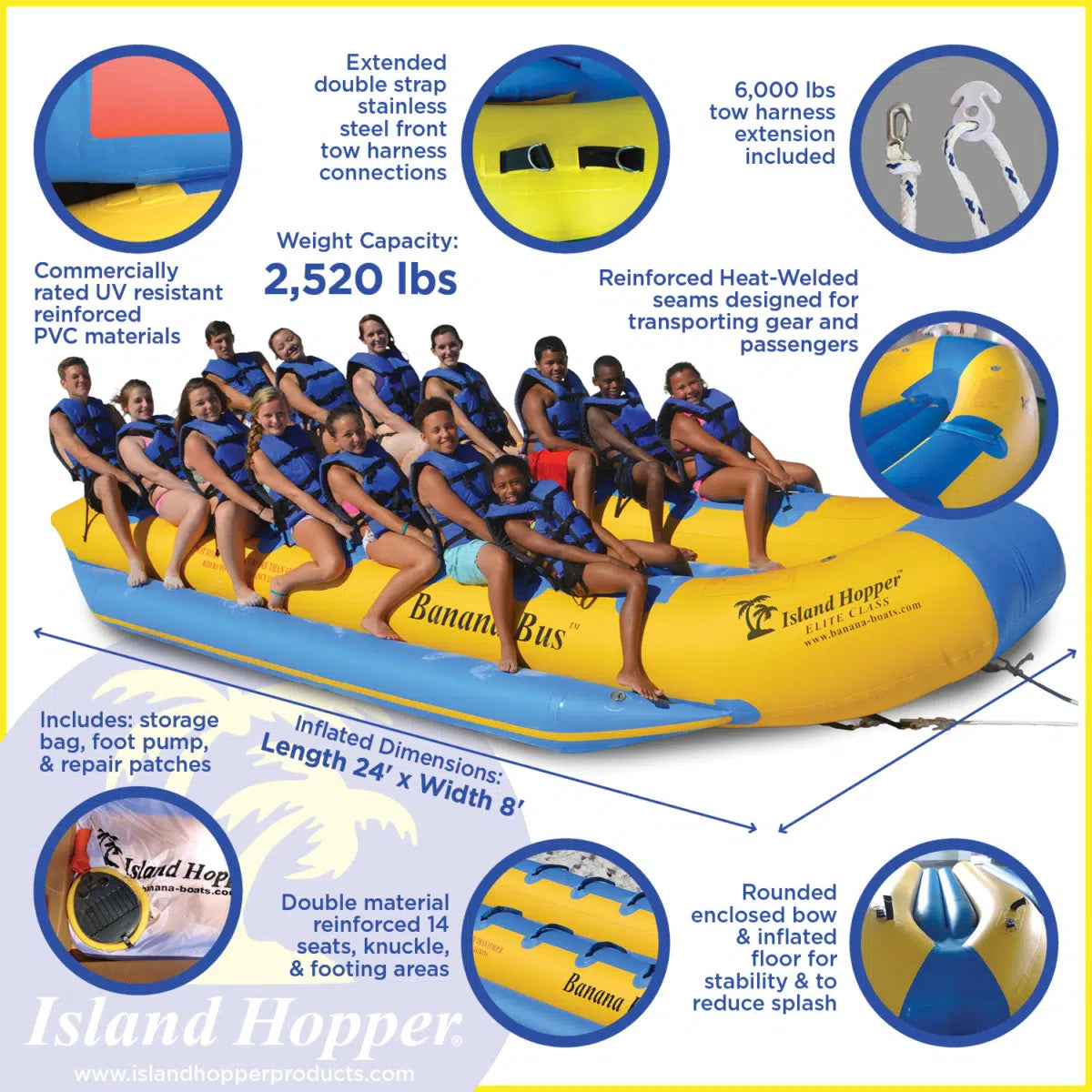 Island Hopper Banana Bus 14 Person Elite Class Towable Tube