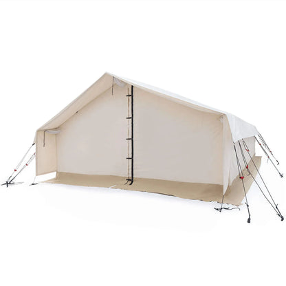 [14x16FT] White Duck Alpha Wall Tent With Heavy-Duty Frame & Bug Mesh Windows