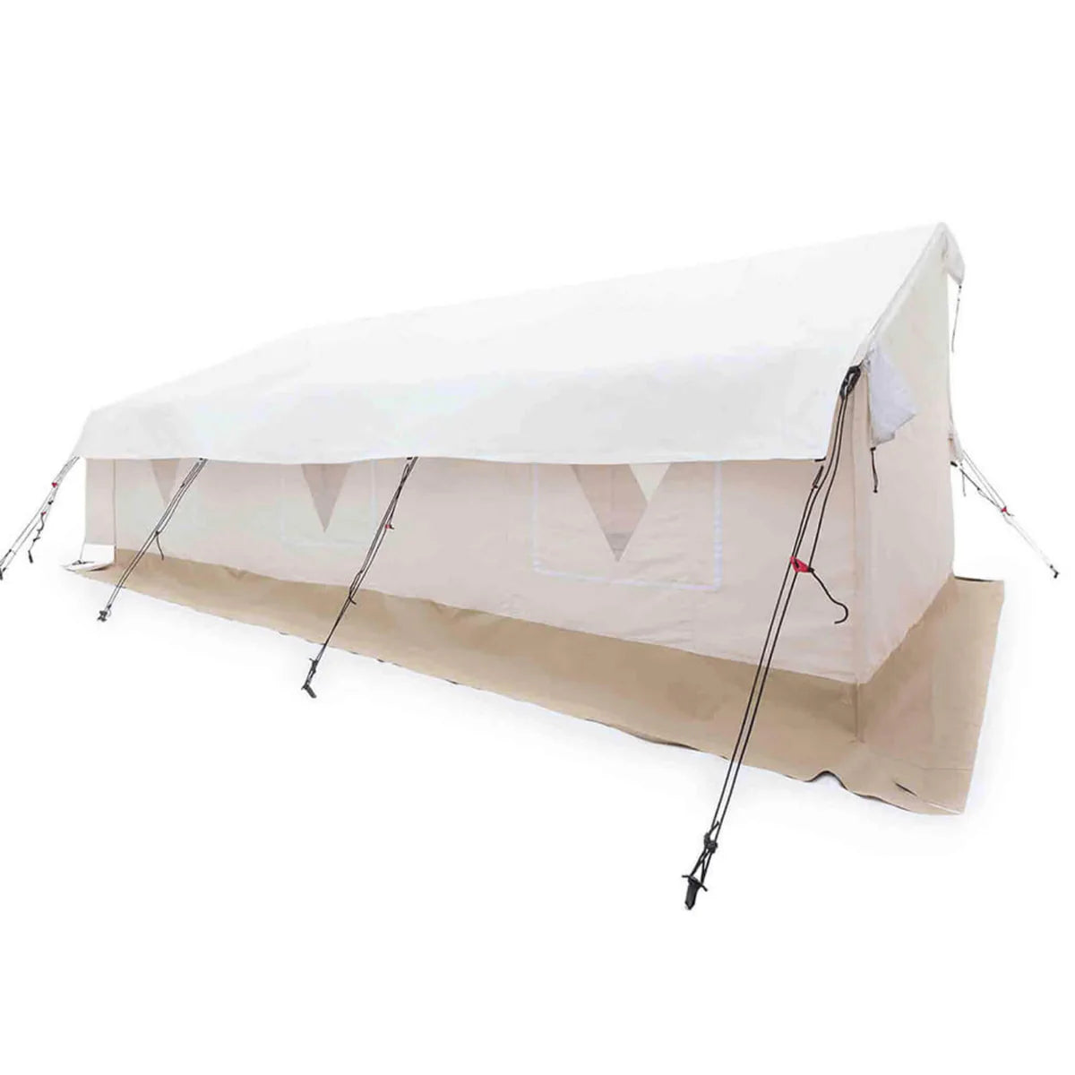 [14x16FT] White Duck Alpha Wall Tent With Heavy-Duty Frame & Bug Mesh Windows