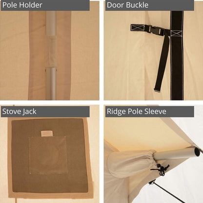 [14x16FT] White Duck Alpha Wall Tent With Heavy-Duty Frame & Bug Mesh Windows