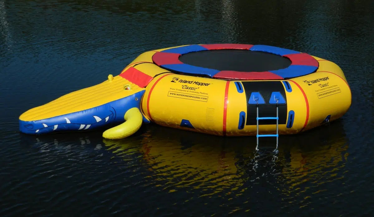 Island Hopper 15' Gator Water Park with Classic Water Trampoline