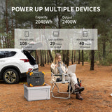 PECRON E2400LFP Portable Power Station – 2400W, 2048Wh LiFePO4, 800W Solar Charging