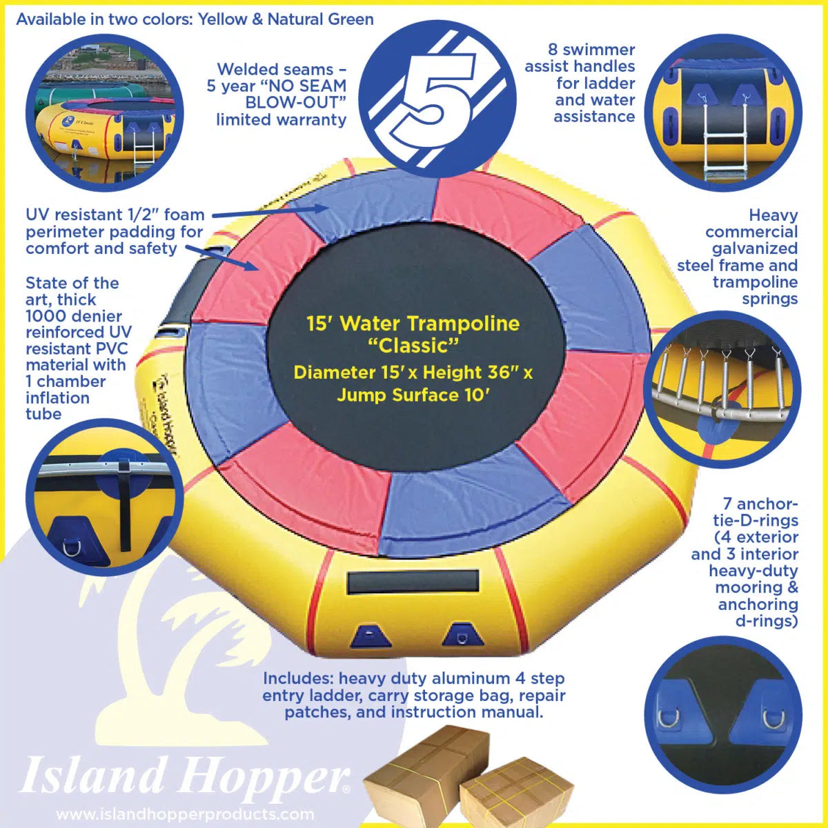 Island Hopper 15' Classic Water Trampoline