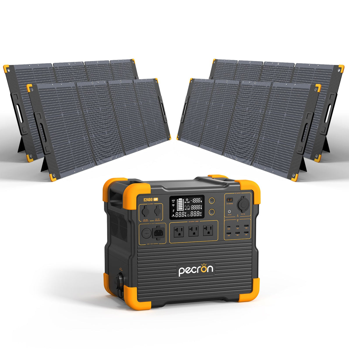 PECRON E2400LFP Solar Generator Kit – 2400W, 2048Wh LiFePO4, 800W Solar Power
