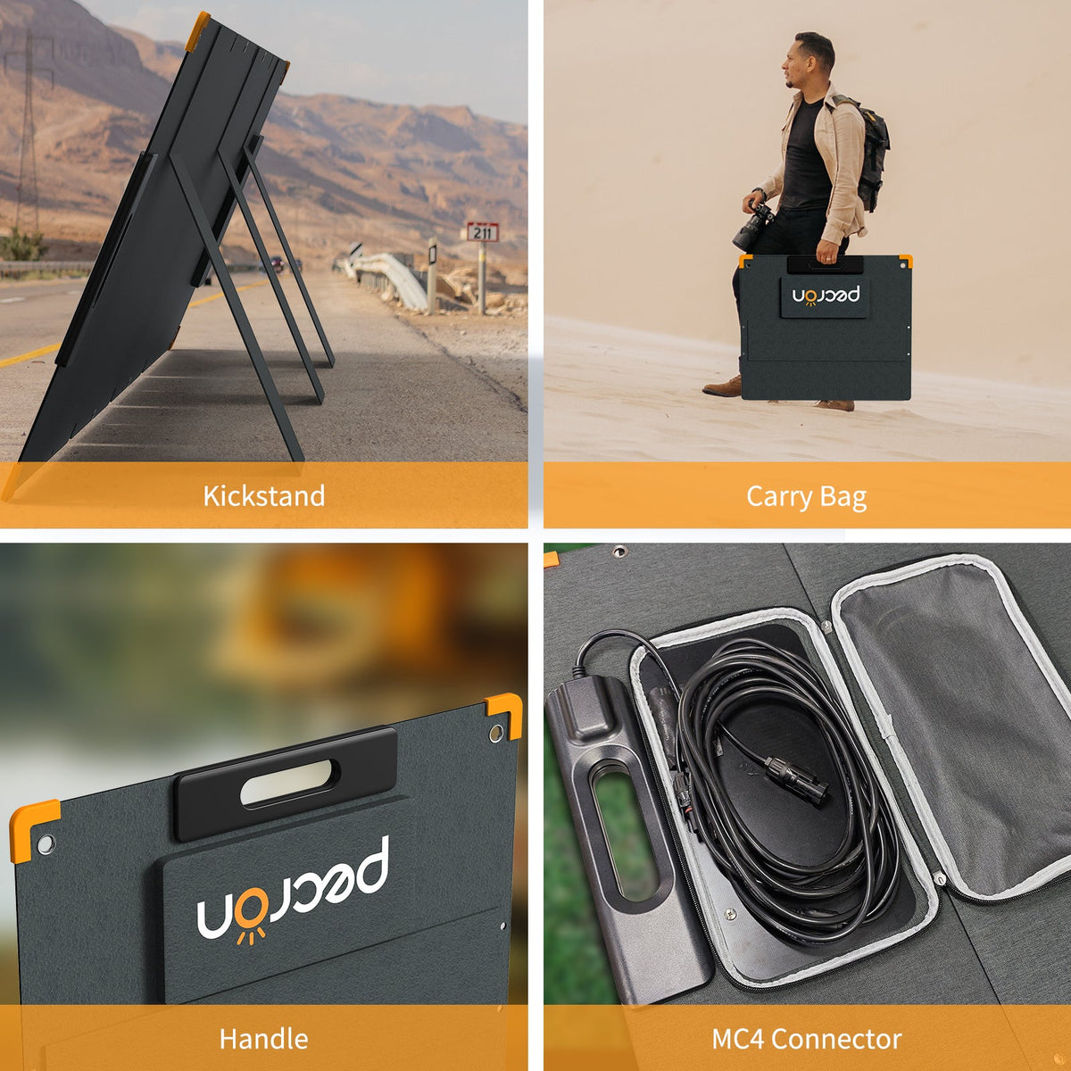 PECRON PV200 200W Portable Solar Panel – Waterproof IP67, High-Efficiency Monocrystalline