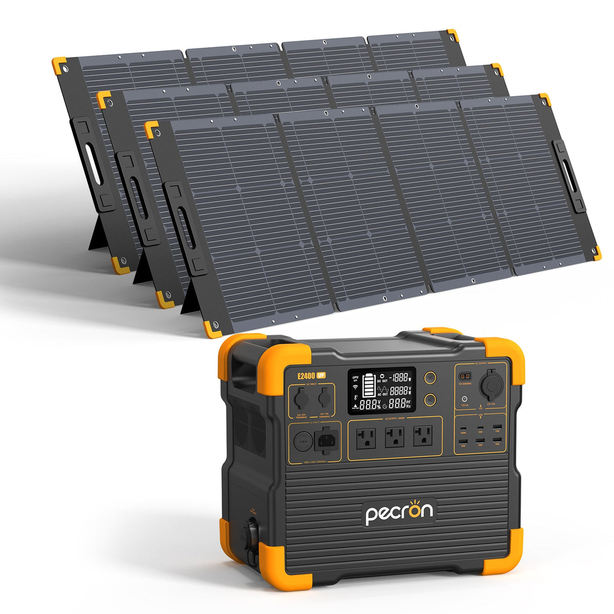 PECRON E2400LFP Solar Generator Kit – 2400W, 2048Wh LiFePO4, 800W Solar Power