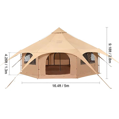 16FT Large Premium 4-Season 8-Person Bell Yurt Tent With Stove Jack