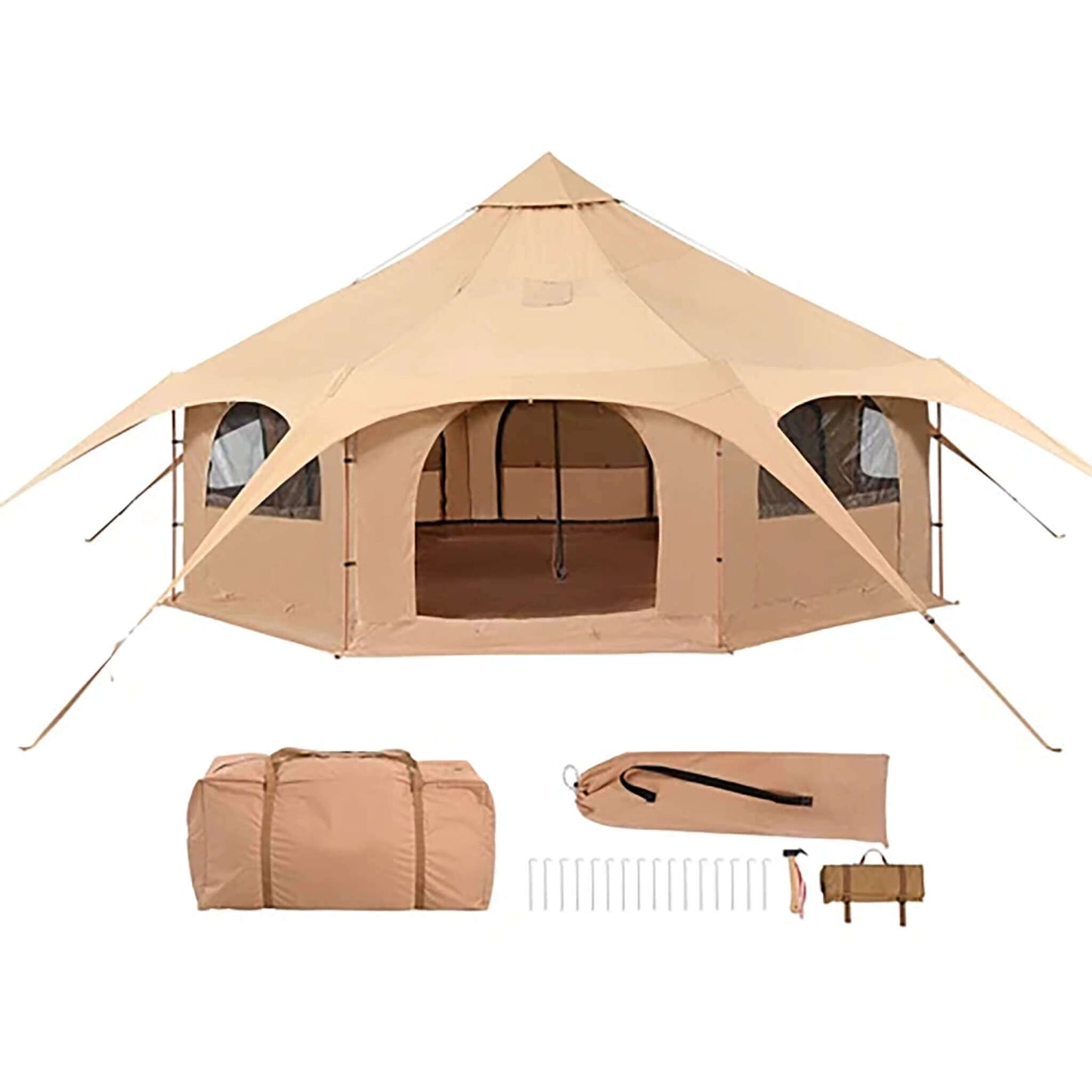 16FT Large Premium 4-Season 8-Person Bell Yurt Tent With Stove Jack
