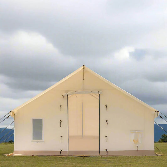 [16x20FT] White Duck Alpha Pro Wall Tent With Heat-Resistant Stove Jack & Aluminum Frame