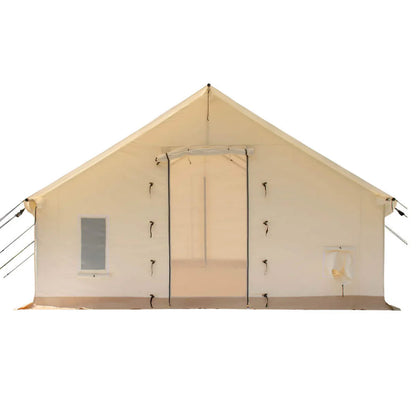 [16x24FT] White Duck Alpha Pro Wall Tent With Three-Layer Large Storm Windows