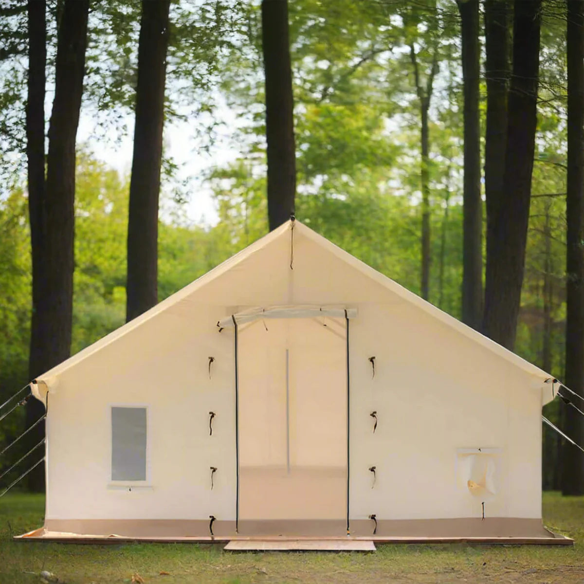 [16x24FT] White Duck Alpha Pro Wall Tent With Three-Layer Large Storm Windows