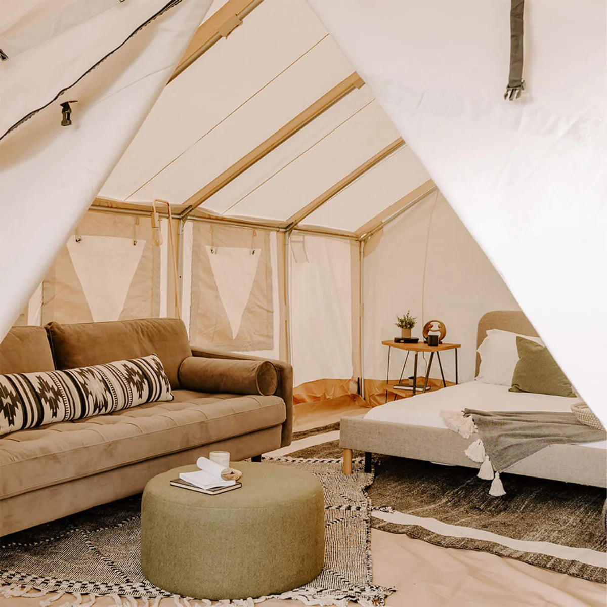[16x24FT] White Duck Alpha Pro Wall Tent With Three-Layer Large Storm Windows