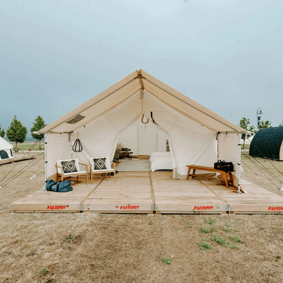 [16x24FT] White Duck Alpha Pro Wall Tent With Three-Layer Large Storm Windows