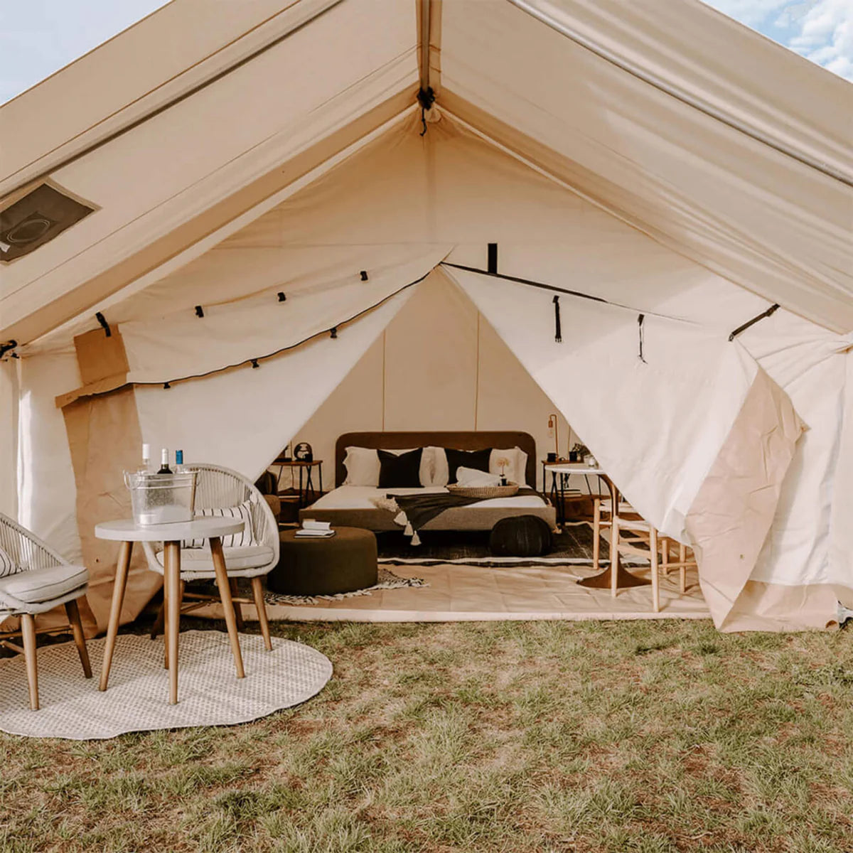 [16x24FT] White Duck Alpha Pro Wall Tent With Three-Layer Large Storm Windows