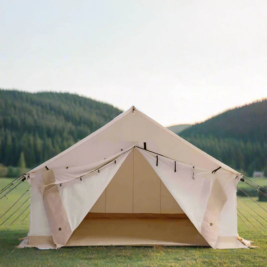[16x24FT] White Duck Alpha Wall Tent With Heavy Duty Frame & Waterproof Features