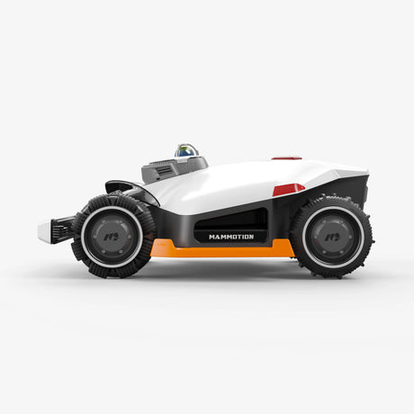  Mammotion LUBA 3 AWD front angle – dual cutting disc robot lawn mower with Dual-Camera AI Vision and obstacle avoidance system