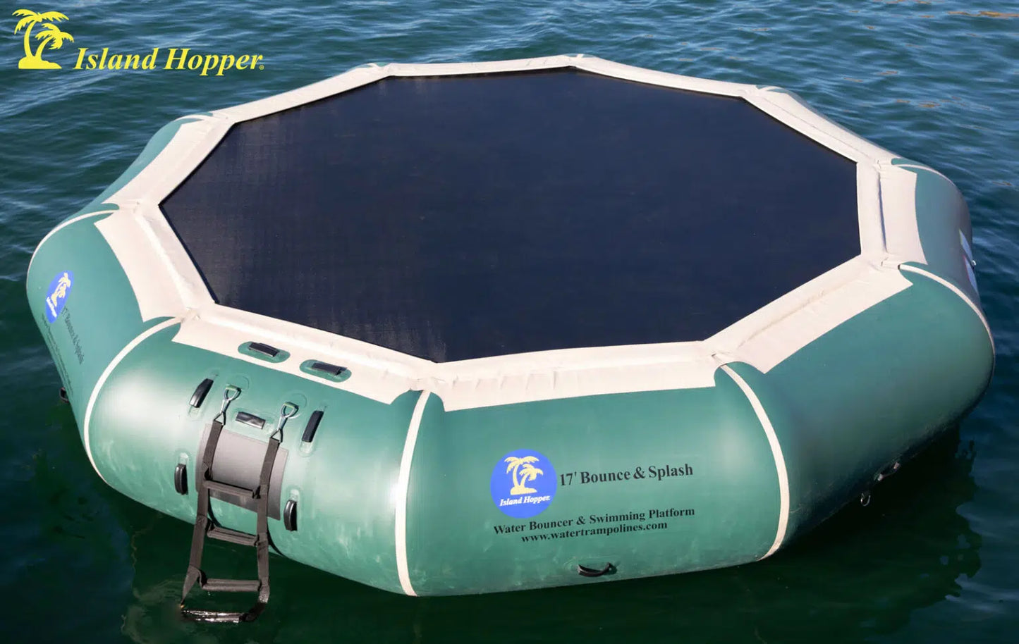 Island Hopper 17' Bounce N Splash Natural Green Water Bouncer