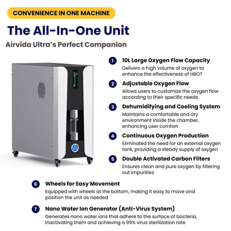Airvida Elite 1.3–2.0 ATA Hard Shell Sitting Hyperbaric Chamber — Stainless Steel Wellness System