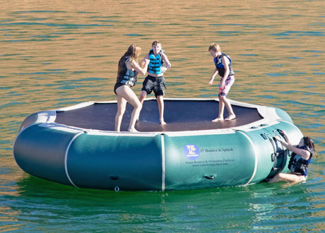 Island Hopper 17' Bounce N Splash Natural Green Water Bouncer