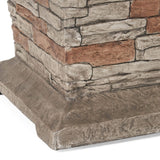 19" Outdoor 40K BTU Natural Stone Fire Column (SAK36771) - Stone Gray