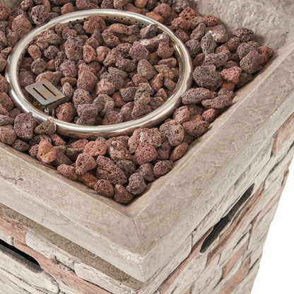 19" Outdoor 40K BTU Natural Stone Fire Column (SAK36771) - Stone Gray