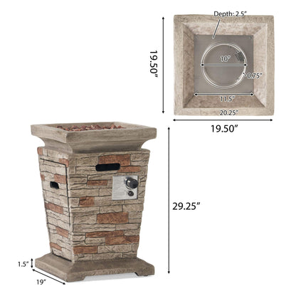 19" Outdoor 40K BTU Natural Stone Fire Column (SAK36771) - Stone Gray