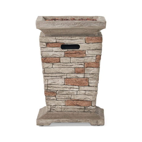19" Outdoor 40K BTU Natural Stone Fire Column (SAK36771) - Stone Gray