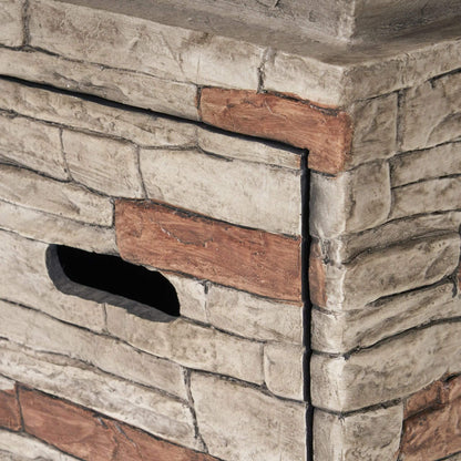19" Outdoor 40K BTU Natural Stone Fire Column (SAK36771) - Stone Gray