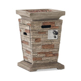 19" Outdoor 40K BTU Natural Stone Fire Column (SAK36771) - Stone Gray
