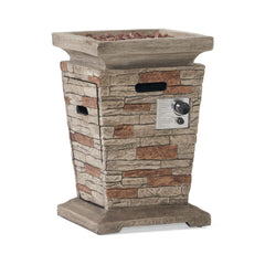 19" Outdoor 40K BTU Natural Stone Fire Column (SAK36771) - Stone Gray