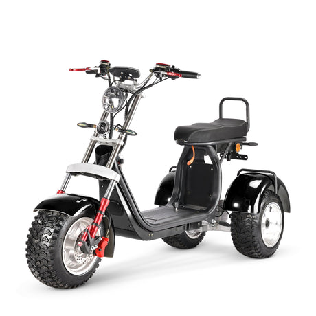 SoverSky T7.4 4000W electric trike cruising city street with fat tires

