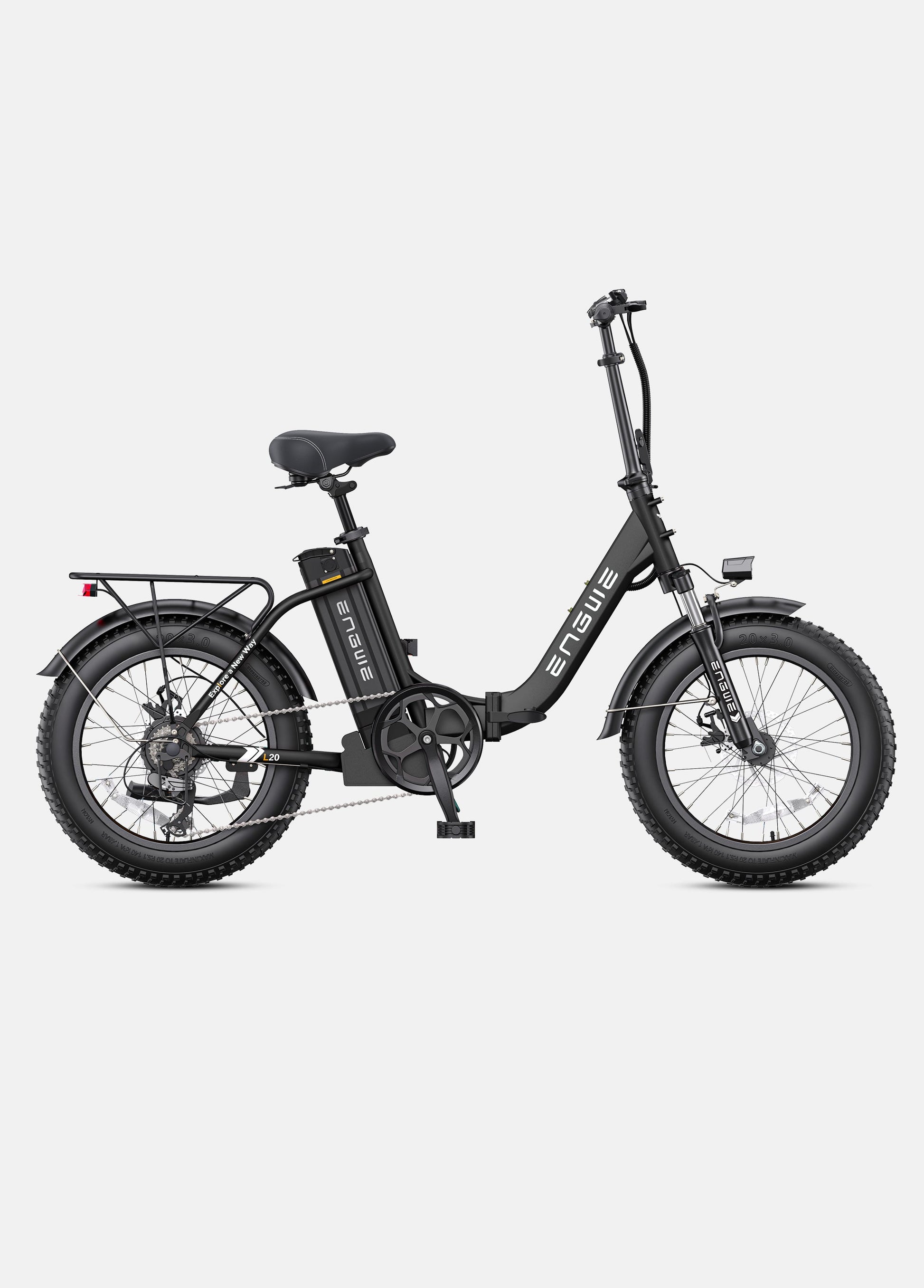 "Adjustable saddle and handlebars on Engwe L20 2.0 e-bike"

