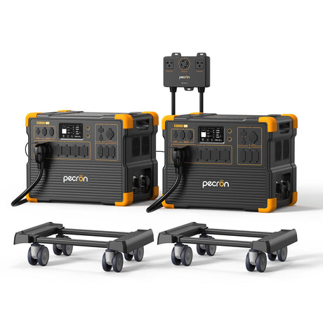 Dual PECRON E3800LFP power stations with 240V box delivering 8400W output