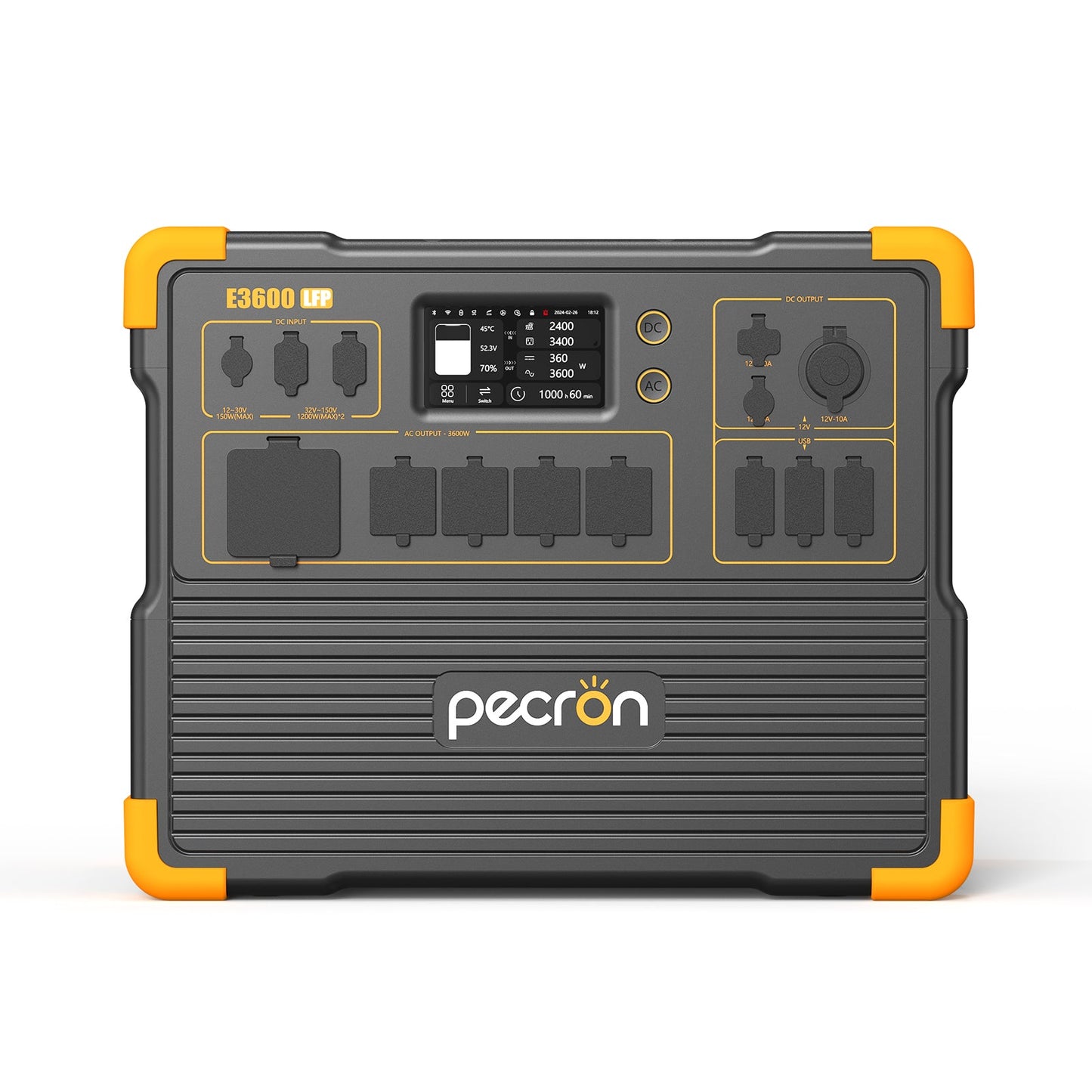 PECRON E3600LFP Portable Power Station – 3600W, 3072Wh LiFePO4, 2400W Solar Charging