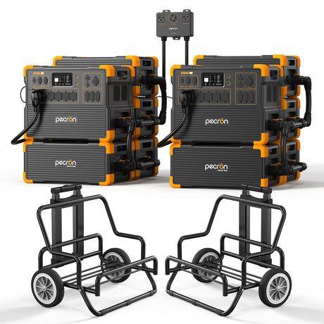 PECRON E3600LFP with EP3000-48V expansion batteries and trolley for portability

