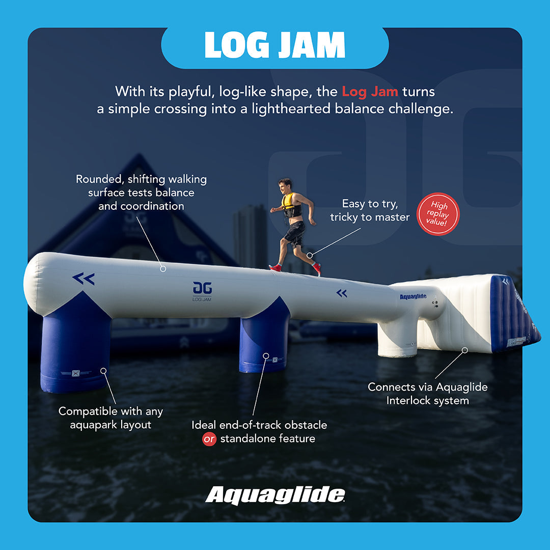 Aquaglide Log Jam Inflatable Aquapark Obstacle – Balance Course, 10-Person Capacity