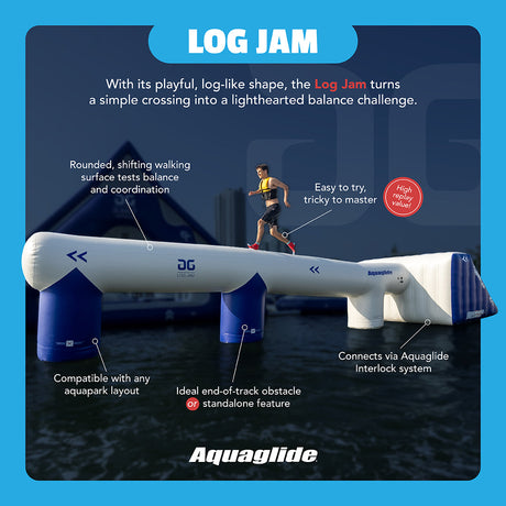 Aquaglide Log Jam Inflatable Aquapark Obstacle – Balance Course, 10-Person Capacity